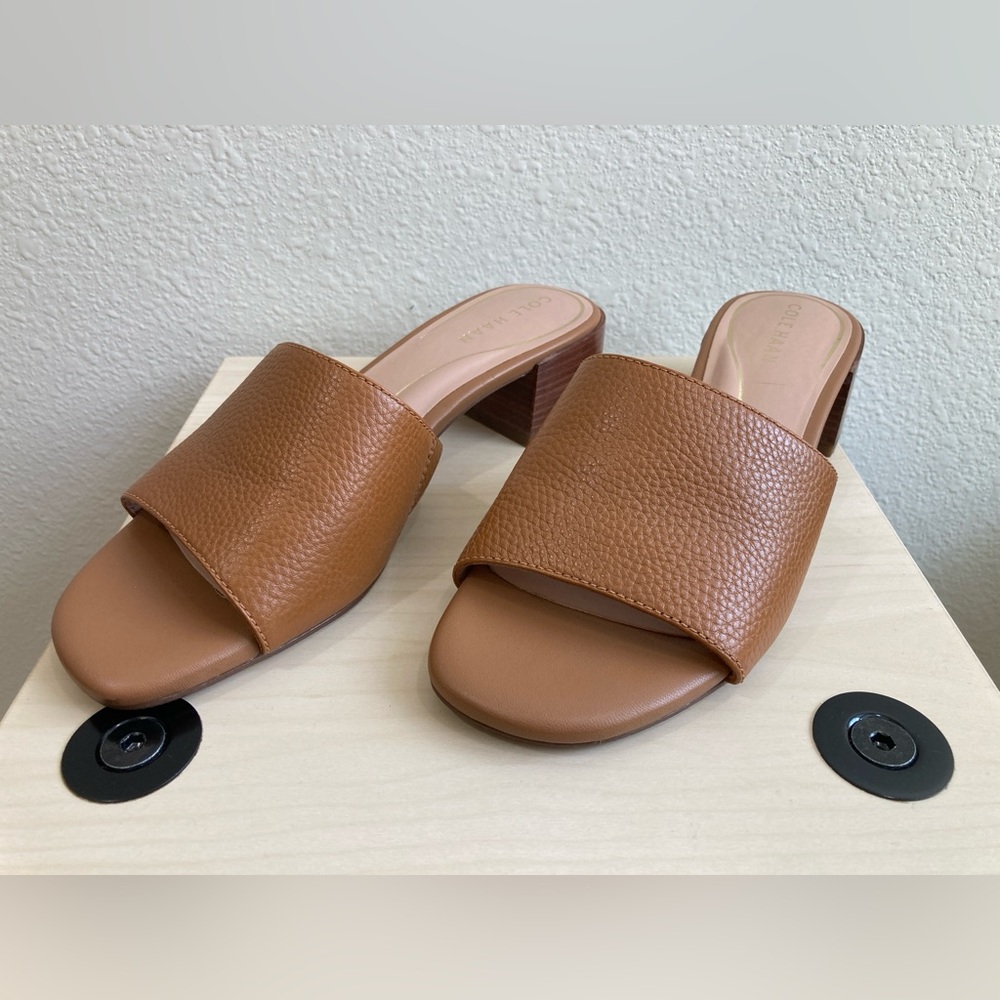 Cole Haan Caramel Leather Calli Single-Band Slide Mule Sandals Size 8B - Picture 2 of 10